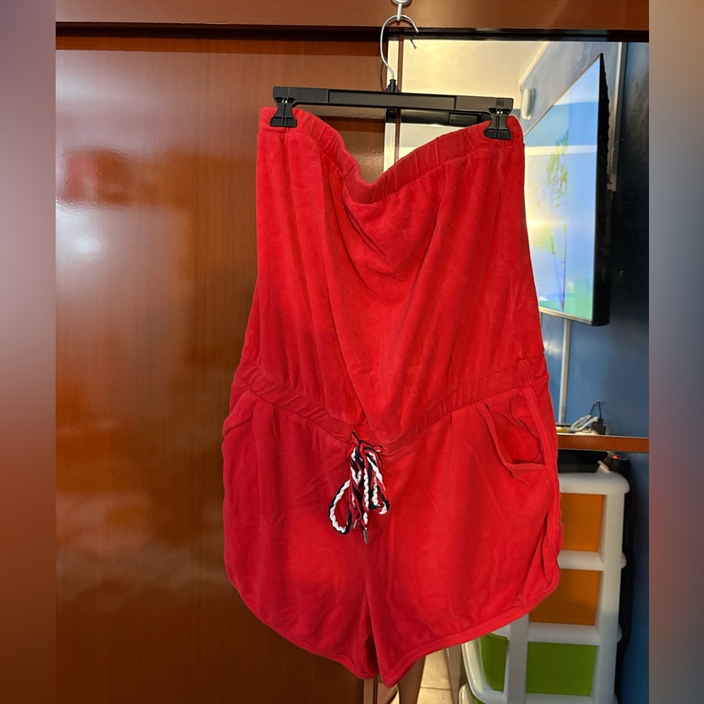 Vintage Juicy Couture Red Terry Strapless Romper